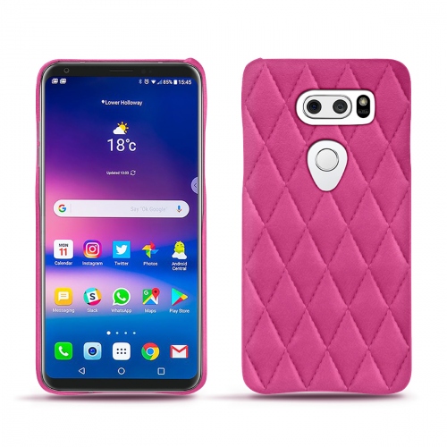 LG V30 : Les étuis premium cuir chics et élégants Rose BB - Couture ( Pantone #DB599F )