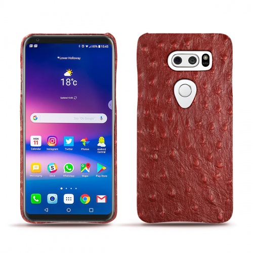 Funda de piel LG V30Autruche ciliegia ( Pantone #a4343a ) 