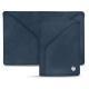 Leather case for 3 credit cards - Jean vintage ( Roughtcut - Pantone 285U  ) 