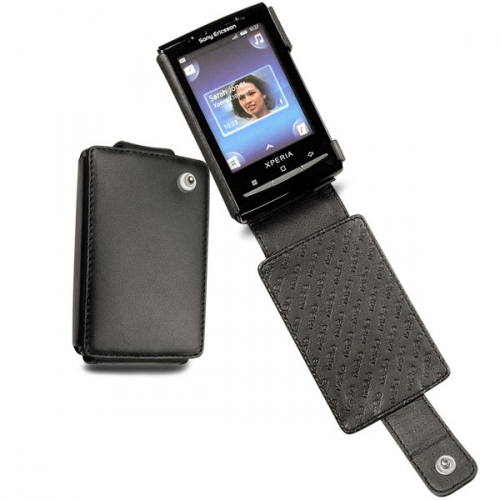 Housse cuir Sony Ericsson Xperia X10 mini  - Noir ( Nappa - Black ) 