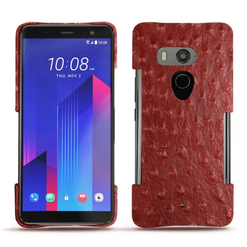 HTC U11+ leather caseAutruche ciliegia ( Pantone #a4343a ) 