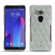 HTC U11+ leather cover - Gris - Couture ( Nappa - Pantone W428C ) 