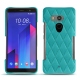 Coque cuir HTC U11+ - Bleu fluo - Couture