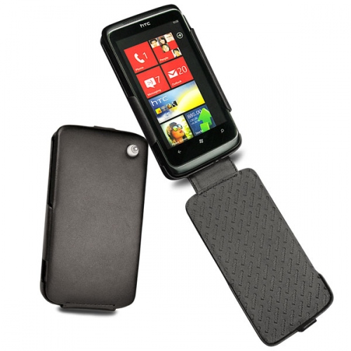 HTC 7 Trophy  leather case - Noir ( Nappa - Black ) 
