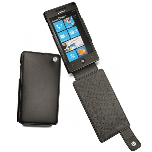 Samsung GT-i8700 Omnia 7  leather case - Noir ( Nappa - Black ) 