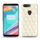 Coque cuir OnePlus 5T - Blanc - Couture ( Bologna - White ) 