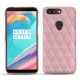 Coque cuir OnePlus 5T - Rose - Couture ( Nappa - Pantone 2365C ) 