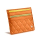 Credit Card holder X4 - Anti-RFID / NFC - Orange - Couture ( Nappa - Pantone 1495U ) 