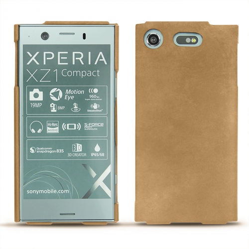 Sony Xperia XZ1 Compact leather caseSable vintage ( Pantone #9b7340 ) 