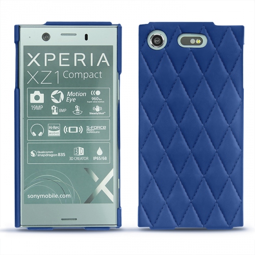 Sony Xperia XZ1 Compact leather caseBleu océan - Couture ( Nappa - Pantone #15458a) 