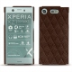 Coque cuir Sony Xperia XZ1 Compact - Châtaigne - Couture ( Pantone 476C ) 
