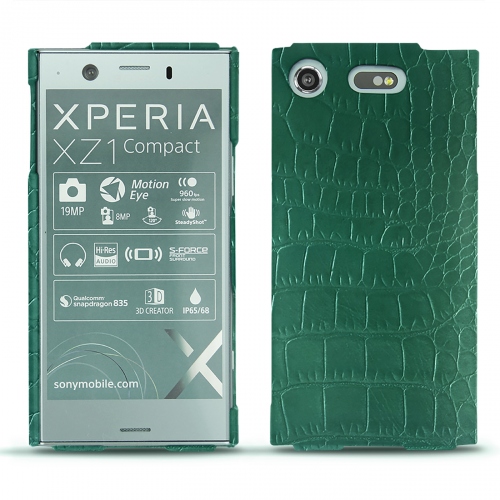 硬质真皮保护套 Sony Xperia XZ1 CompactCrocodile pino ( Pantone #173F35 ) 