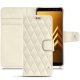 Funda de piel Samsung Galaxy A8+ (2018) - Blanc - Couture ( Bologna - White ) 