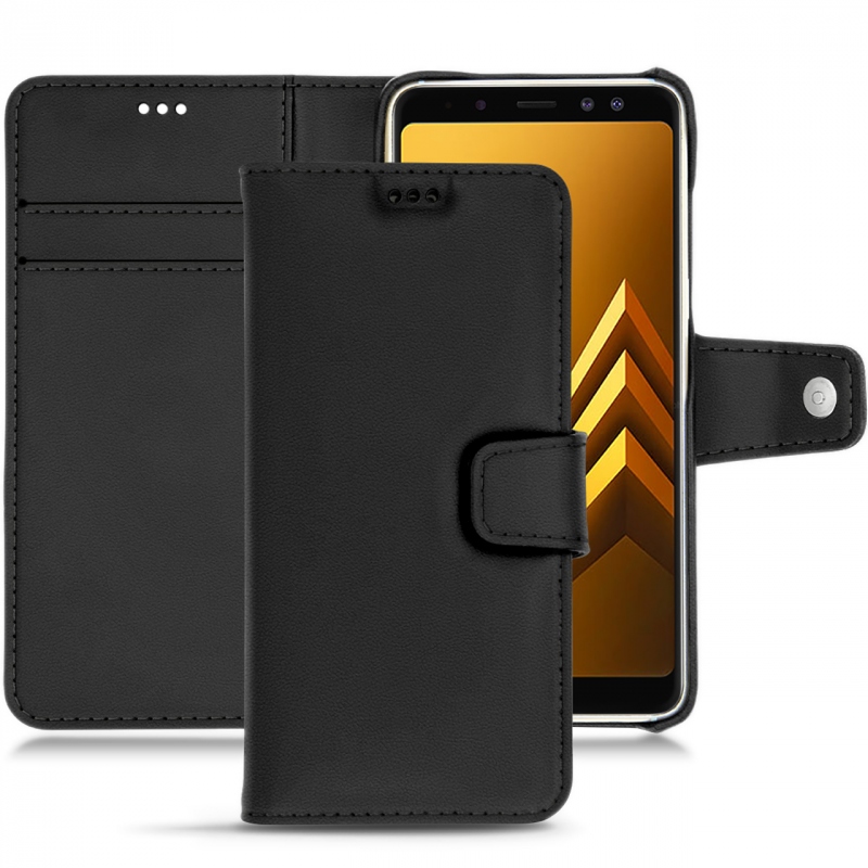 Samsung Galaxy A8+ (2018) leather case - Noir PU