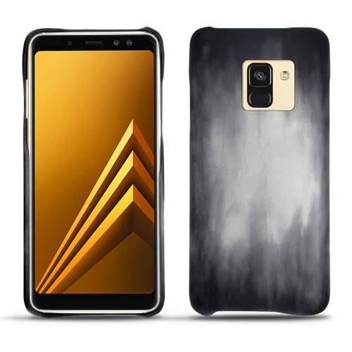 Housses, étuis et coques sur-mesure et personnalisables en cuir pour Samsung Galaxy A8+ (2018)Gris Patine