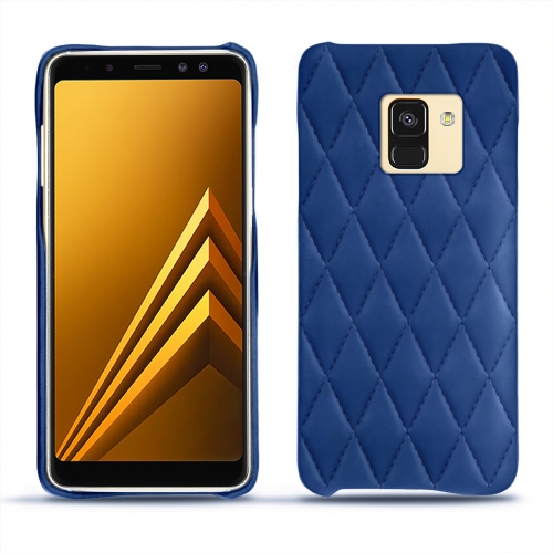 Housses, étuis et coques sur-mesure et personnalisables en cuir pour Samsung Galaxy A8+ (2018)Bleu océan - Couture ( Nappa - Pantone #15458a) 