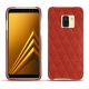 Coque cuir Samsung Galaxy A8+ (2018) - Papaye - Couture ( Pantone 180C ) 