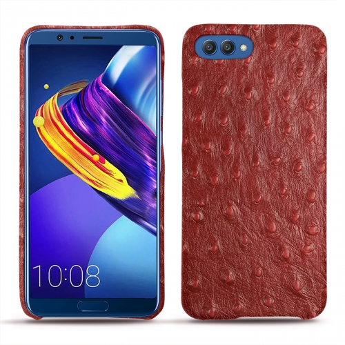 Funda de piel Huawei Honor View 10Autruche ciliegia ( Pantone #a4343a ) 