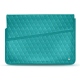 Leather sleeve for 17' laptop - Griffe 1 - Bleu fluo - Couture