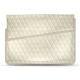 Leather sleeve for 17' laptop - Griffe 1 - Blanc escumo - Couture