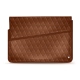 Leather sleeve for 15' laptop - Griffe 1 - Marron - Couture ( Nappa - Pantone 1615C ) 