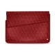 Leather sleeve for 15' laptop - Griffe 1 - Tomate - Couture ( Pantone 187C ) 