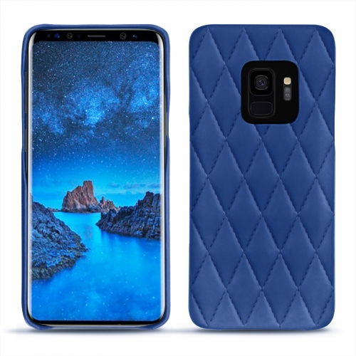 Custodia in pelle Samsung Galaxy S9Bleu océan - Couture ( Nappa - Pantone #15458a) 