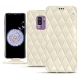 Samsung Galaxy S9+ leather case - Blanc - Couture ( Bologna - White ) 