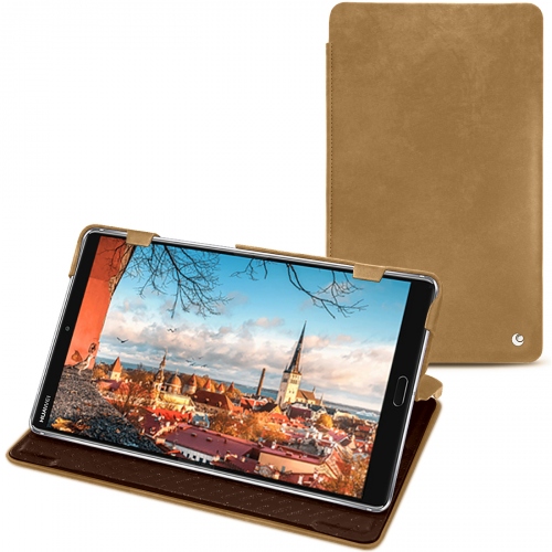 Housse cuir Huawei MediaPad M5 8 : Protection sur mesure pour tablette sur NoreveSable vintage ( Pantone #9b7340 ) 