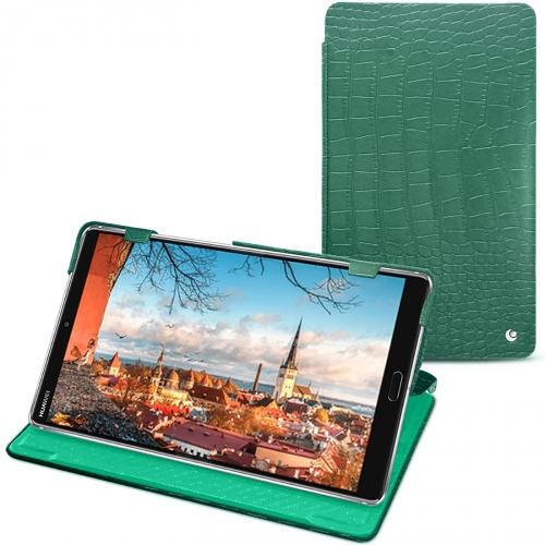 Custodia in pelle Huawei MediaPad M5 8Crocodile pino ( Pantone #173F35 ) 