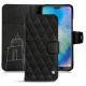 Housse cuir Huawei P20 Lite - Negre poudro - Couture