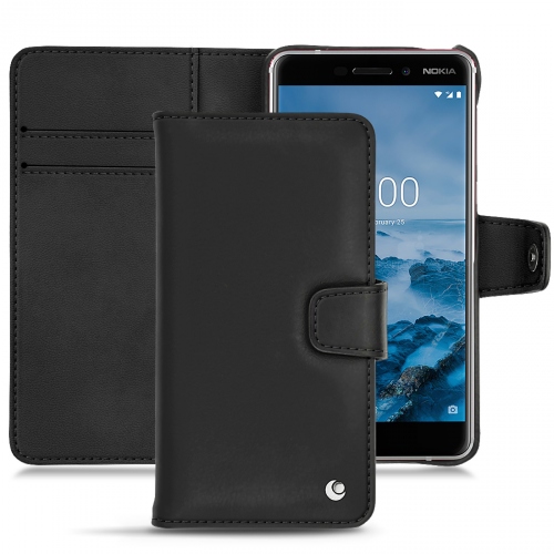 Nokia 6 (2018) leather case - Noir ( Nappa - Black ) 