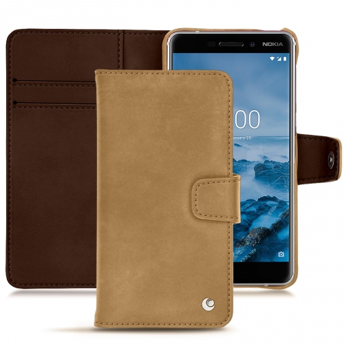 レザーケース Nokia 6 (2018)Sable vintage ( Pantone #9b7340 ) 