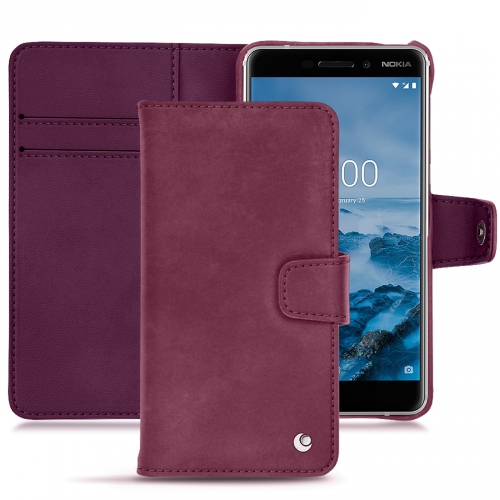 Custodia in pelle Nokia 6 (2018)Prune vintage ( Pantone #612434 ) 