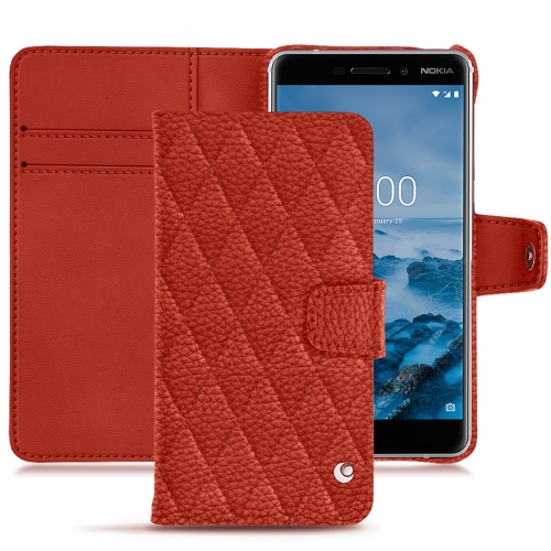 Protections haut de gamme (coque, étui, housse) fabriquées main pour Nokia 6 (2018) Papaye - Couture ( Pantone #b54317 ) 