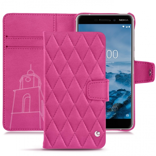 가죽 커버 Nokia 6 (2018) Rose BB - Couture ( Pantone #DB599F )