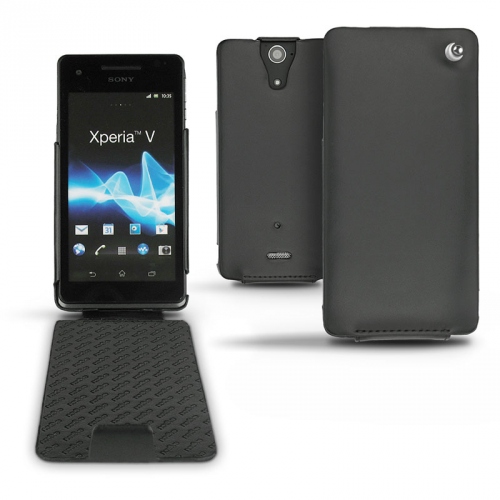 Sony Xperia V  leather case - Noir ( Nappa - Black ) 