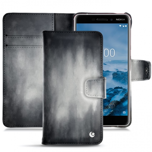 Custodia in pelle Nokia 6 (2018)Gris Patine