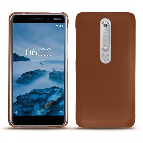 硬质真皮保护套 Nokia 6 (2018)Marron ( Nappa - Pantone #8B4720 ) 