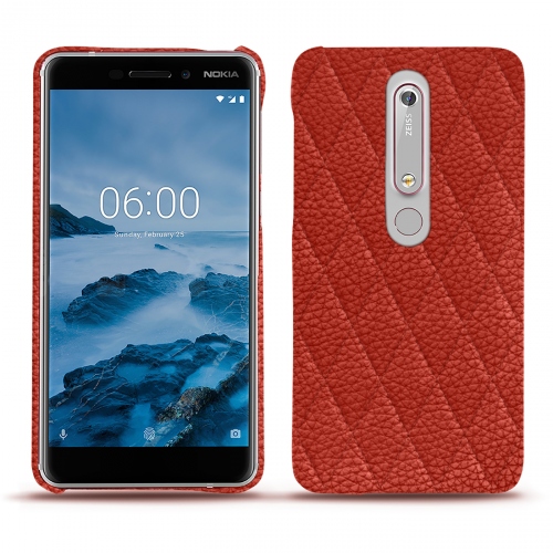 Lederschutzhülle Nokia 6 (2018)Papaye - Couture ( Pantone #b54317 ) 