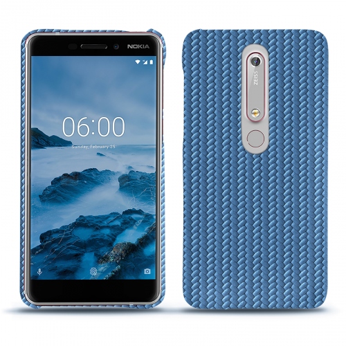 Capa em pele Nokia 6 (2018)Abaca ishia ( Pantone #395775 ) 