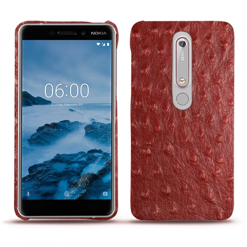 Nokia 6 (2018) leather coverAutruche ciliegia ( Pantone #a4343a ) 