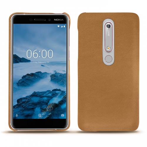 Funda de piel Nokia 6 (2018)Castan esparciate ( Pantone #824F2A )