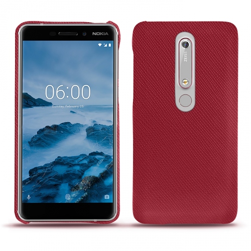 Capa em pele Nokia 6 (2018)Rouge passion ( Pantone #a6192e ) 