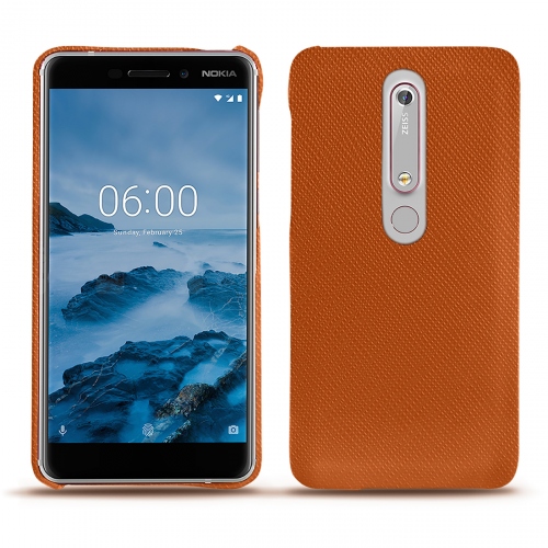 硬质真皮保护套 Nokia 6 (2018)Orange vibrant ( Pantone #e36b39 ) 