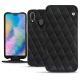 Housse cuir Huawei P20 Lite - Negre poudro - Couture