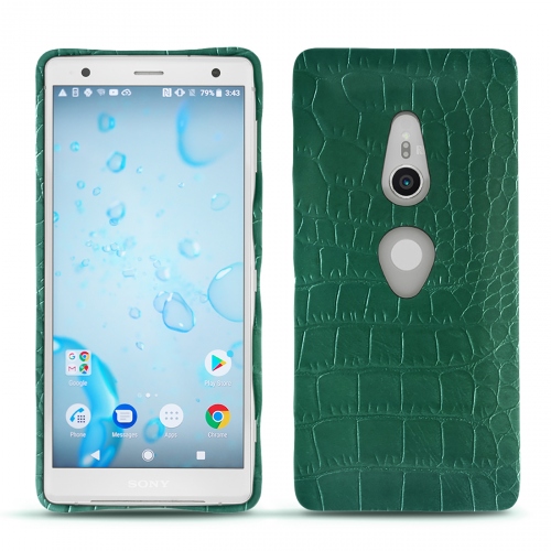 硬质真皮保护套 Sony Xperia XZ2Crocodile pino ( Pantone #173F35 ) 
