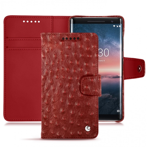 Capa em pele Nokia 8 SiroccoAutruche ciliegia ( Pantone #a4343a ) 