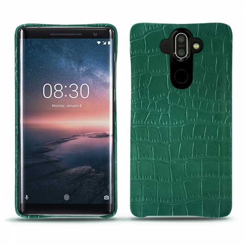 硬质真皮保护套 Nokia 8 SiroccoCrocodile pino ( Pantone #173F35 ) 
