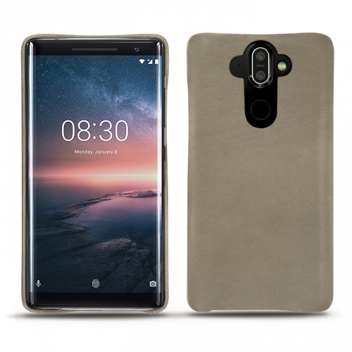 Lederschutzhülle Nokia 8 SiroccoDarboun sabla ( Pantone #BCB1A1 )